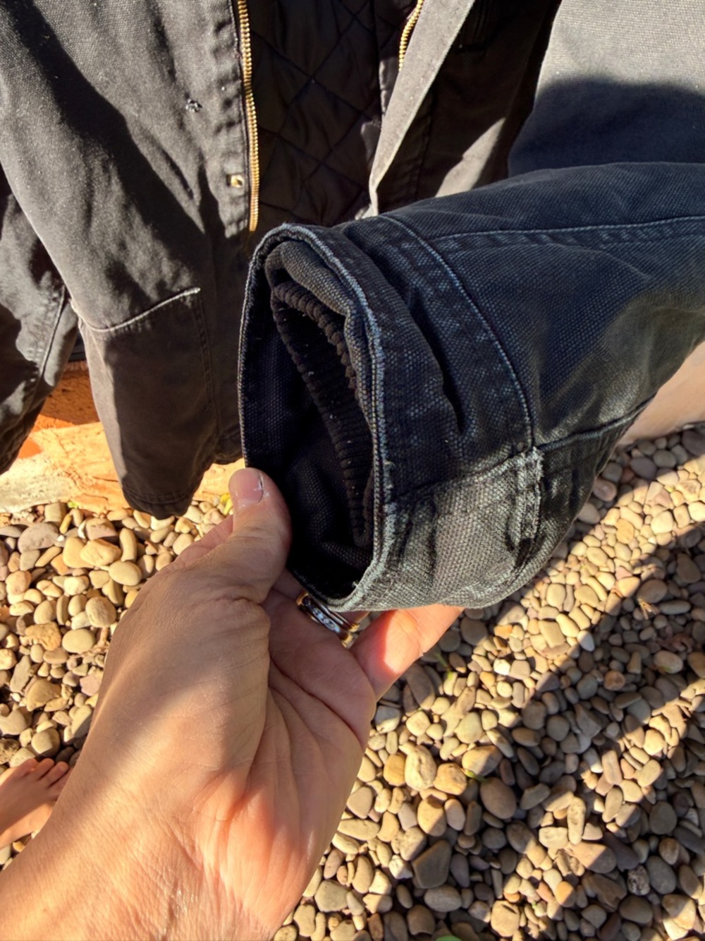 Dickies Black Canvas Work Jacket with Brown Corduroy Collar - Picture 8 of 15
